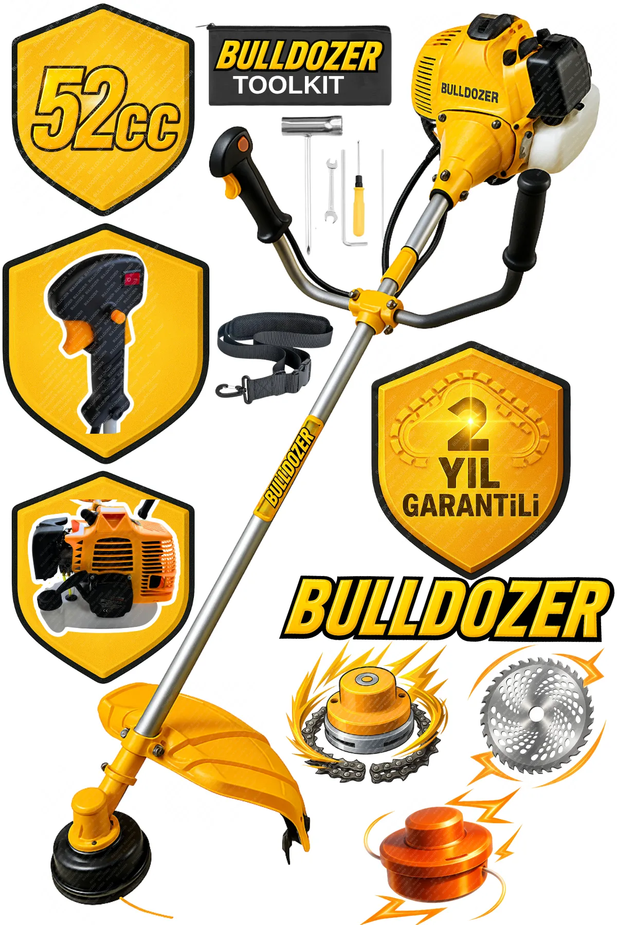 BULLDOZER Benzinli Motorlu Tırpan Çim Biçme Makinesi Pro5200