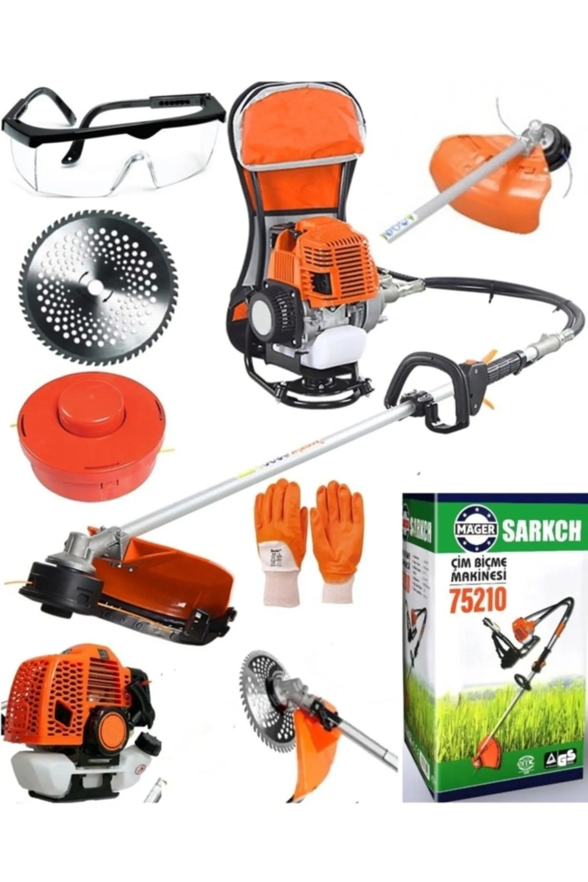 Sarkch Sırt Tipi Benzinli Turbo 52 Cc Motorlu Tırpan Çim Biçme Makinası Mgrsırttırpan