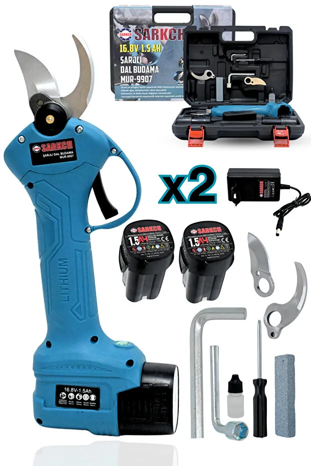 Mur-Cell 9907 Şarjlı Dal Budama Makası 30mm Kesme Çapı Yedek Bıçaklı