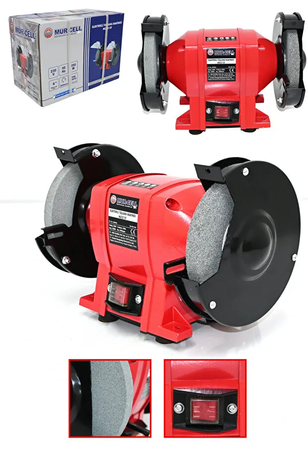 Mur-Cell Md3215f Elektrikli Taşlama Makinesi 250w Çark Motoru Zımpara 2950rpm Balta Bıçak Bileme