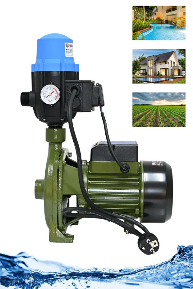 Mur-Cell Cpm158 Su Pompası Hidromad Pompalı Otomatik Paket Hidrofor Su Motoru Bahçe Pompası 1hp