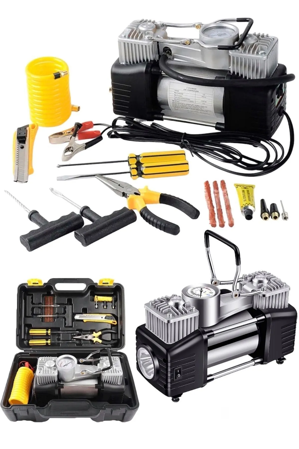 BULLDOZER Profesyonel 730p Çift Pistonlu 12 V 180 Psi Araç Araba Lastik Bot Şişirme Kompresörü