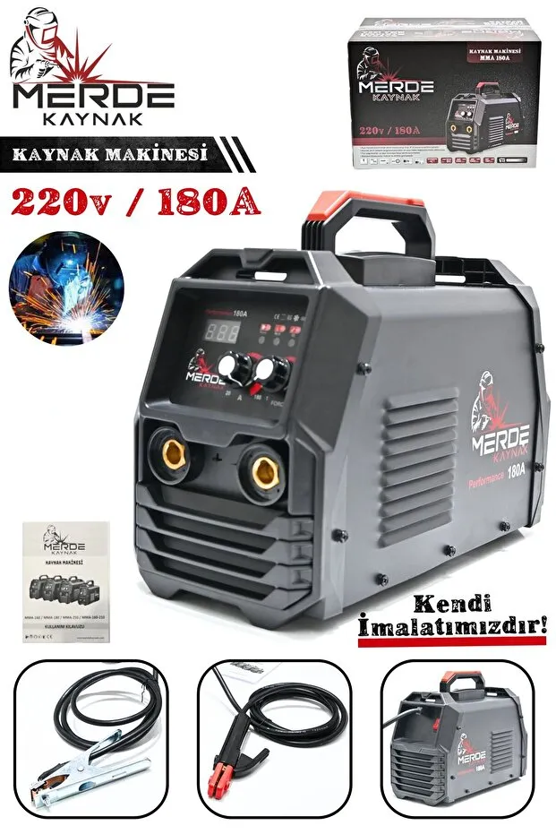 MERDE 180 Amper Yeni Nesil Tam Profesyonel Dijital Göstergeli İnvertör Kaynak Makinesi