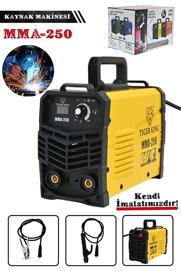 Mur-Cell Tiger King 250 Amper Dijital Göstergeli İnvertör Kaynak Makinesi Sarı