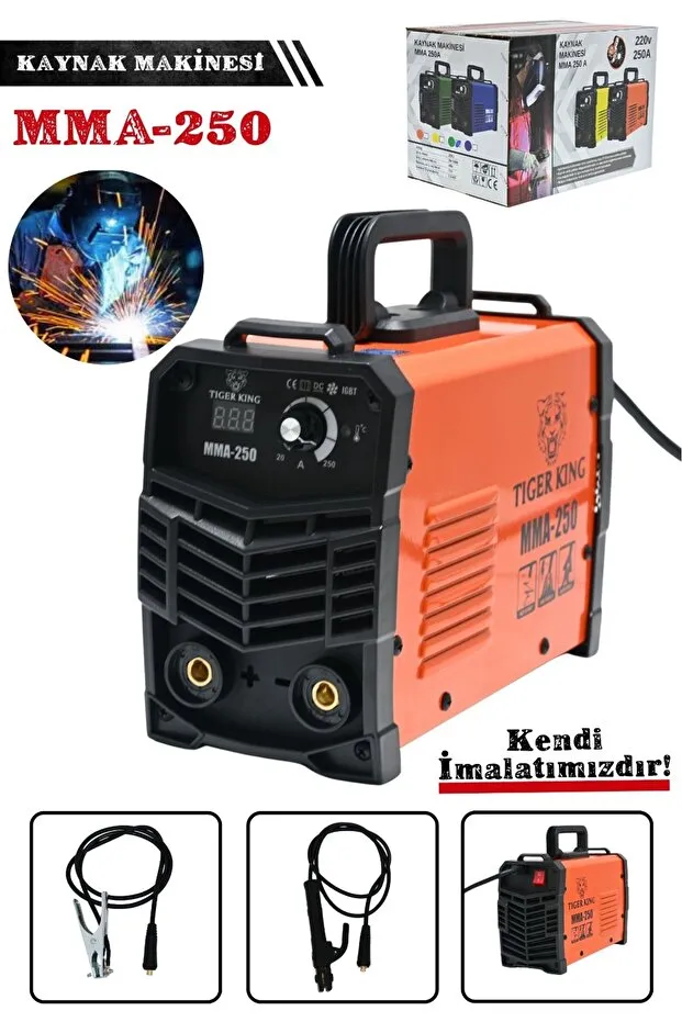 Mur-Cell Tiger King 250 Amper Dijital Göstergeli İnvertör Kaynak Makinesi Turuncu