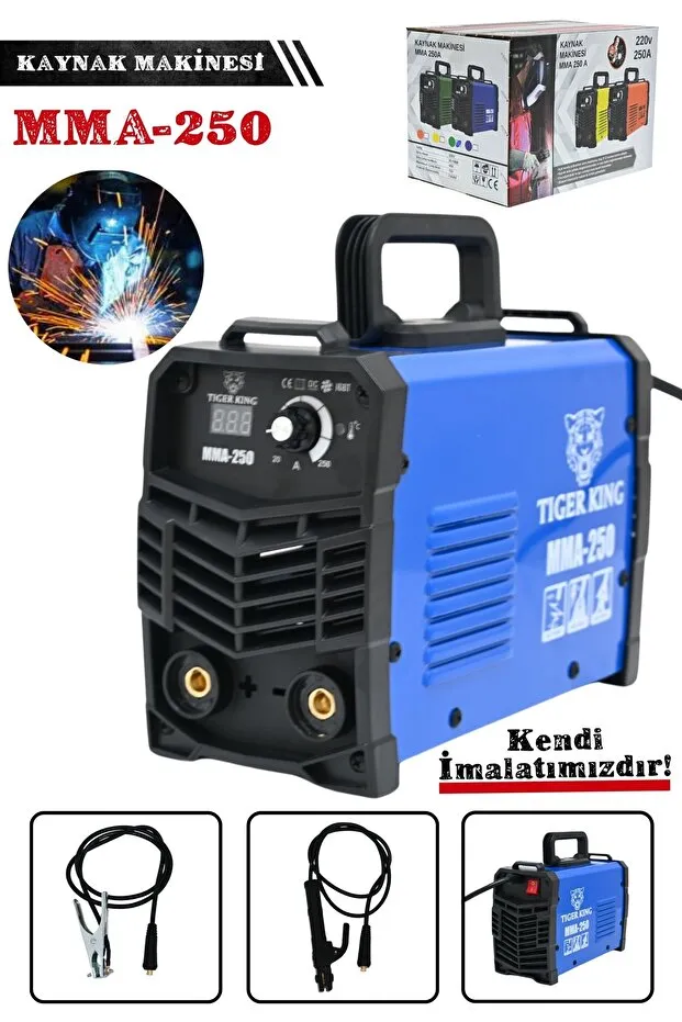 Mur-Cell Tiger King 250 Amper Dijital Göstergeli İnvertör Kaynak Makinesi Mavi