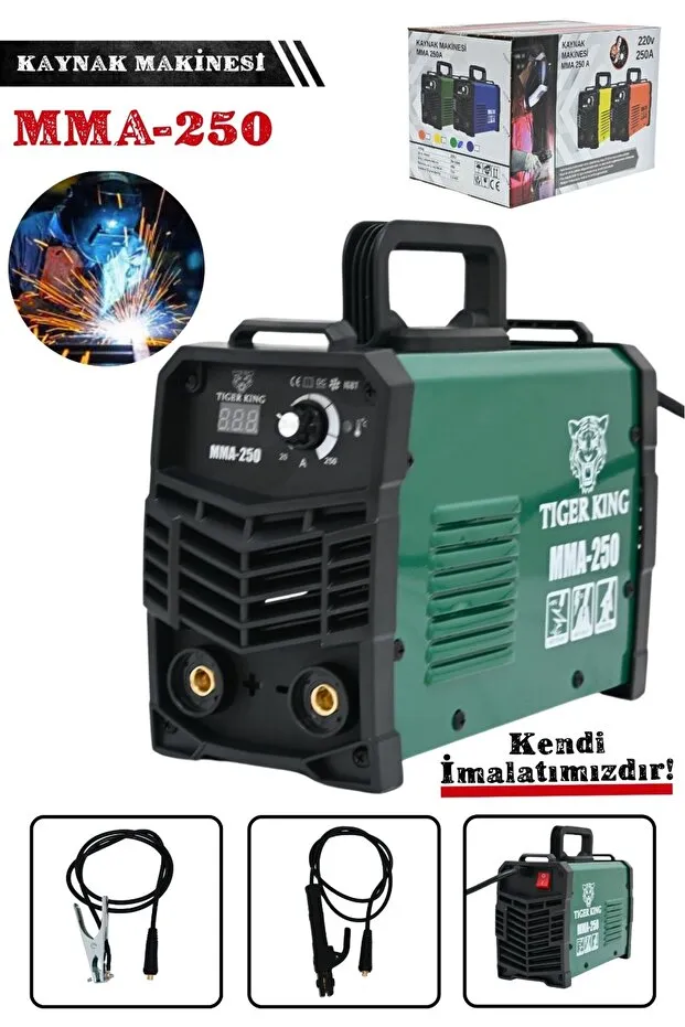 Mur-Cell Tiger King 250 Amper Dijital Göstergeli İnvertör Kaynak Makinesi Yeşil