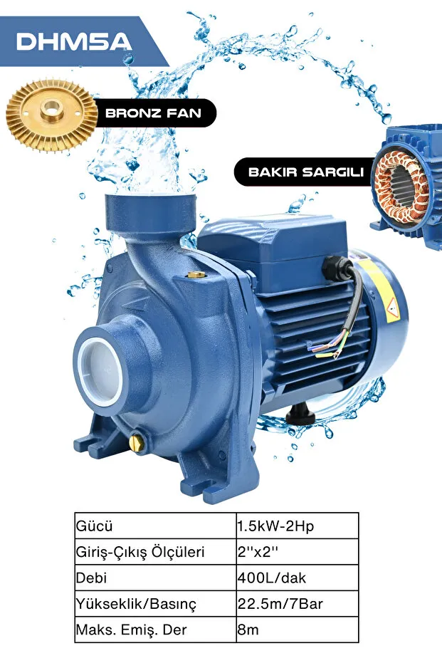 DAYUAN DHM5A Bakır Sargılı 2Hp 2Parmak Su Pompası Dinamo