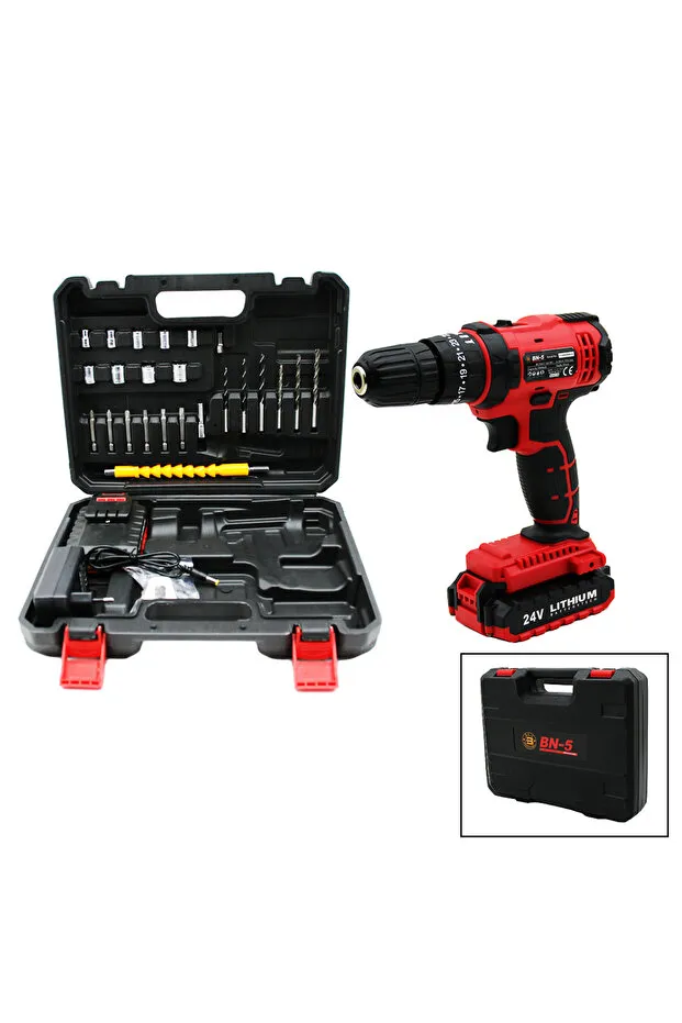 BANCO BN-5 F-136 STANLIY KIRMIZI 24W PROFESSIONAL ŞARJLI DARBELİ MATKAP SETİ