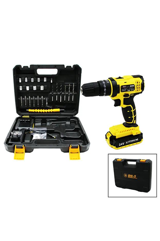 BANCO BN-5 F-136  SARI 24W PROFESSIONAL ŞARJLI DARBELİ MATKAP SETİ ÇANTALI