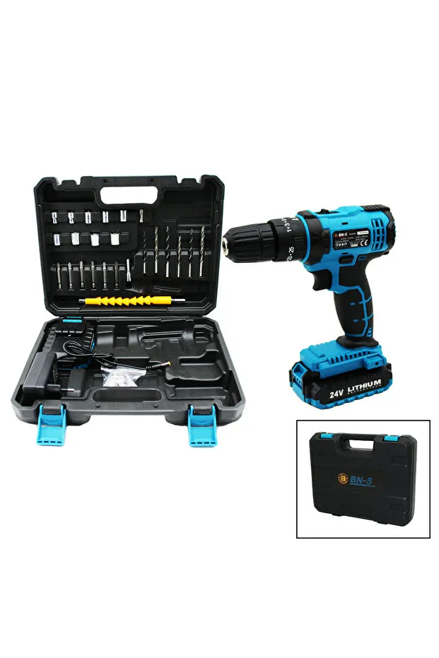 Banco Bn-5 Stanlıy Mavi 24w Professıonal Şarjlı Darbeli Matkap Seti Çantalı (K0)