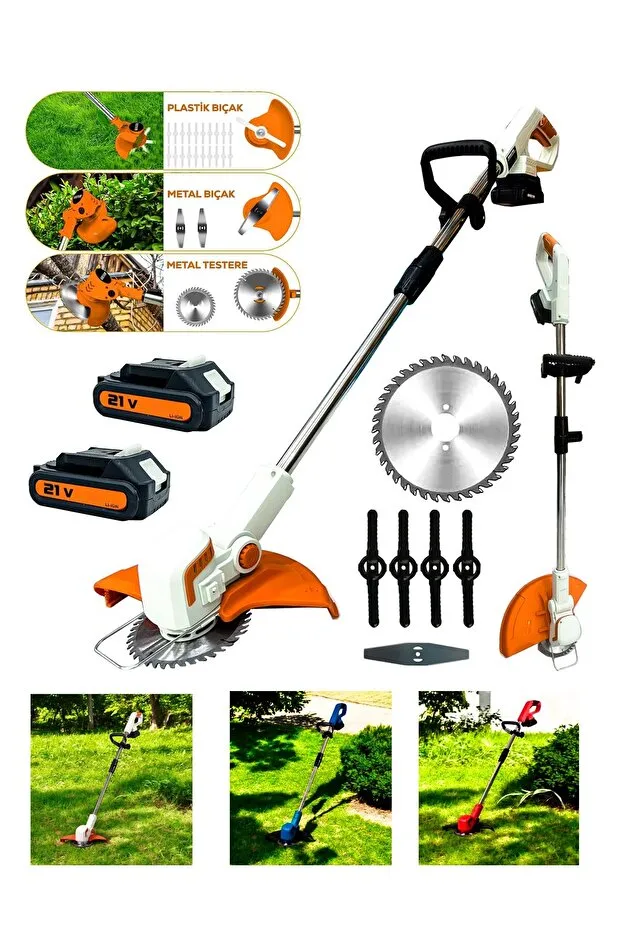 Maxstar Pro-S Çift Akülü Şarjlı Kenar Ot Çalı Çim Biçme Kesme Tırpan Makinesi