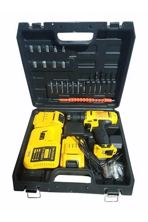 Maxstar 24v 5ah Li-ion Çift Akülü Çantalı Şarjlı Matkap - 24 Parça Uç Seti Akülü Vidalama Seti