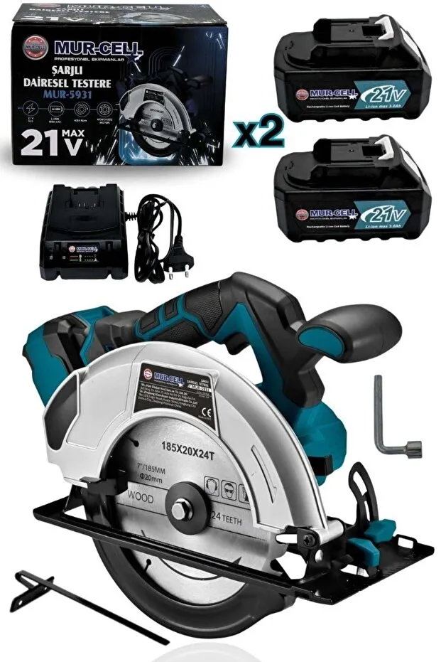 Mur-Cell Mur-5931 Mavi 21v 4.0ah Şarjlı Profesyonel Sunta Kesme Daire Testere Makinesi