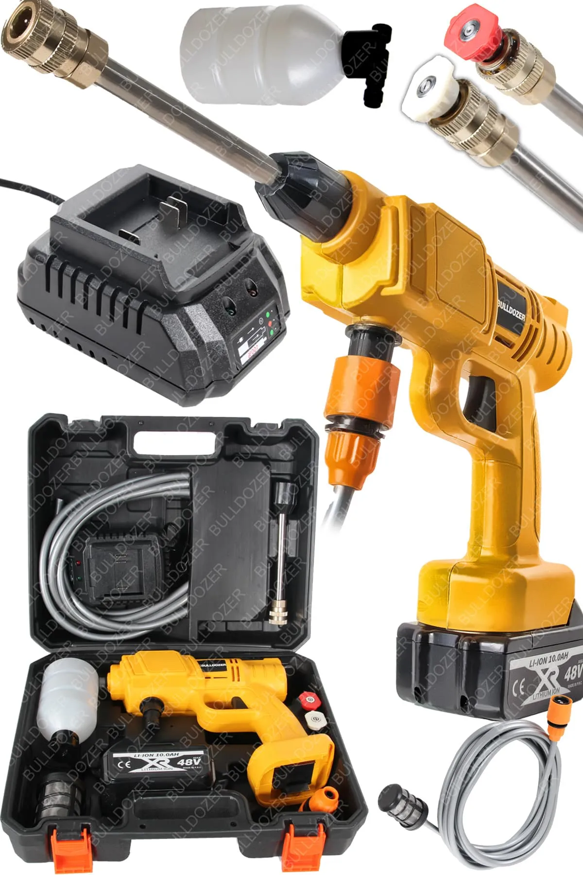 Bulldozer Şarjlı Oto Yıkama Makinesi Akülü Basınçlı Yıkama