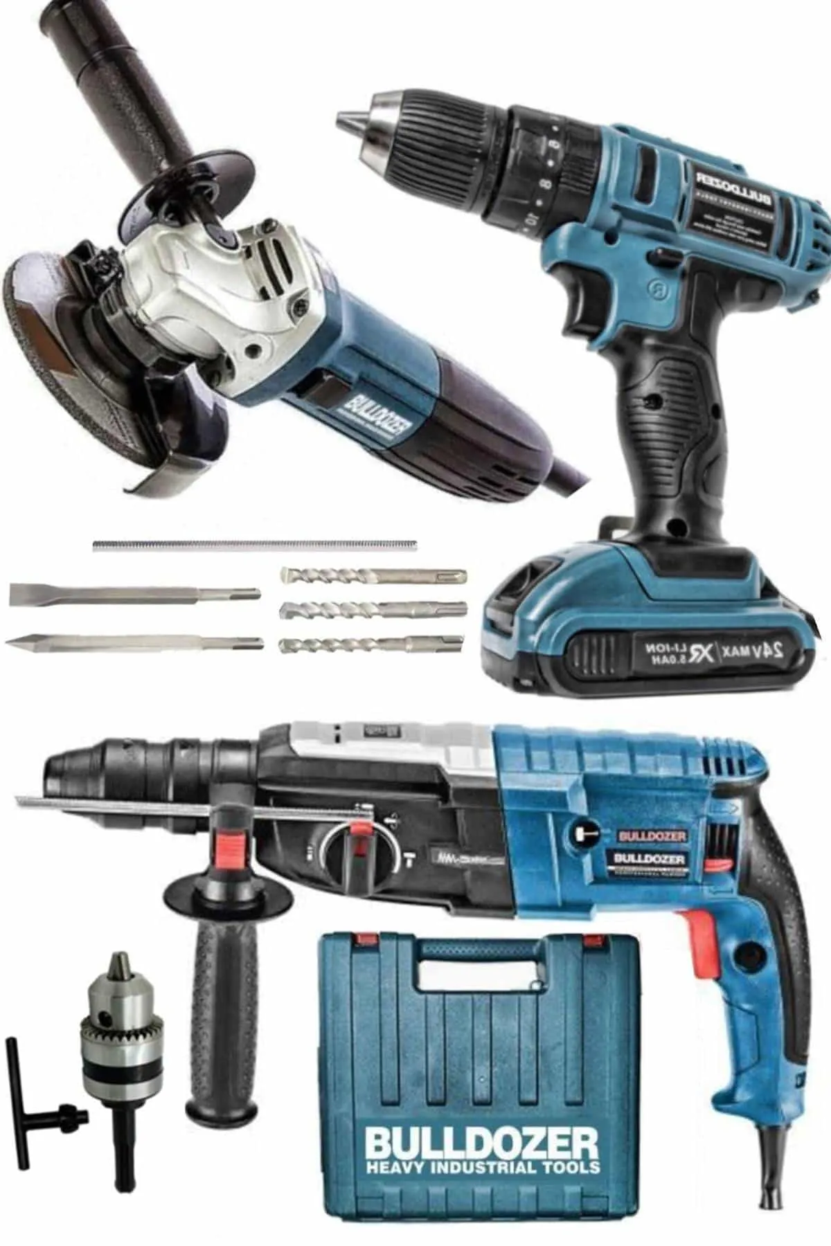 Bulldozer 24v Şarjlı Matkap 3000w Kırıcı Delici Avuç Taşlama