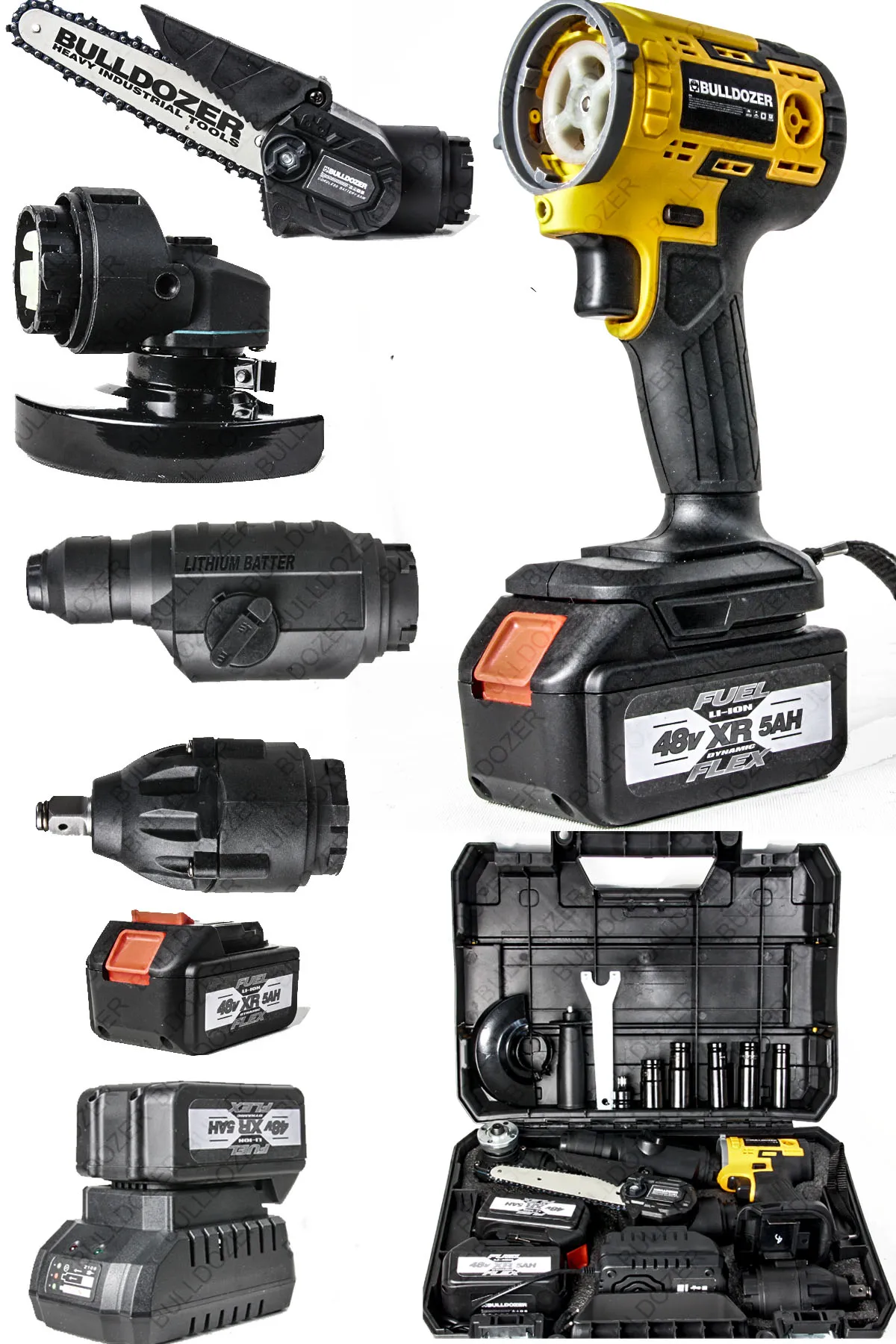 Bulldozer Dört Kafalı Kömürsüz Motor Makine Set Çift Akü 48V