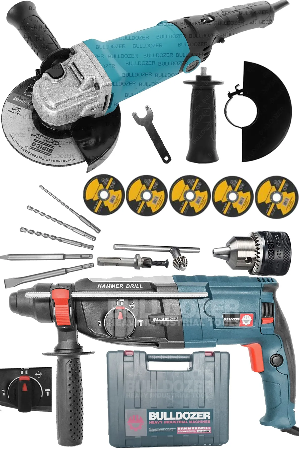 Bulldozer Kırıcı Delici Matkap + Avuç Taşlama 6 Kademe 125MM