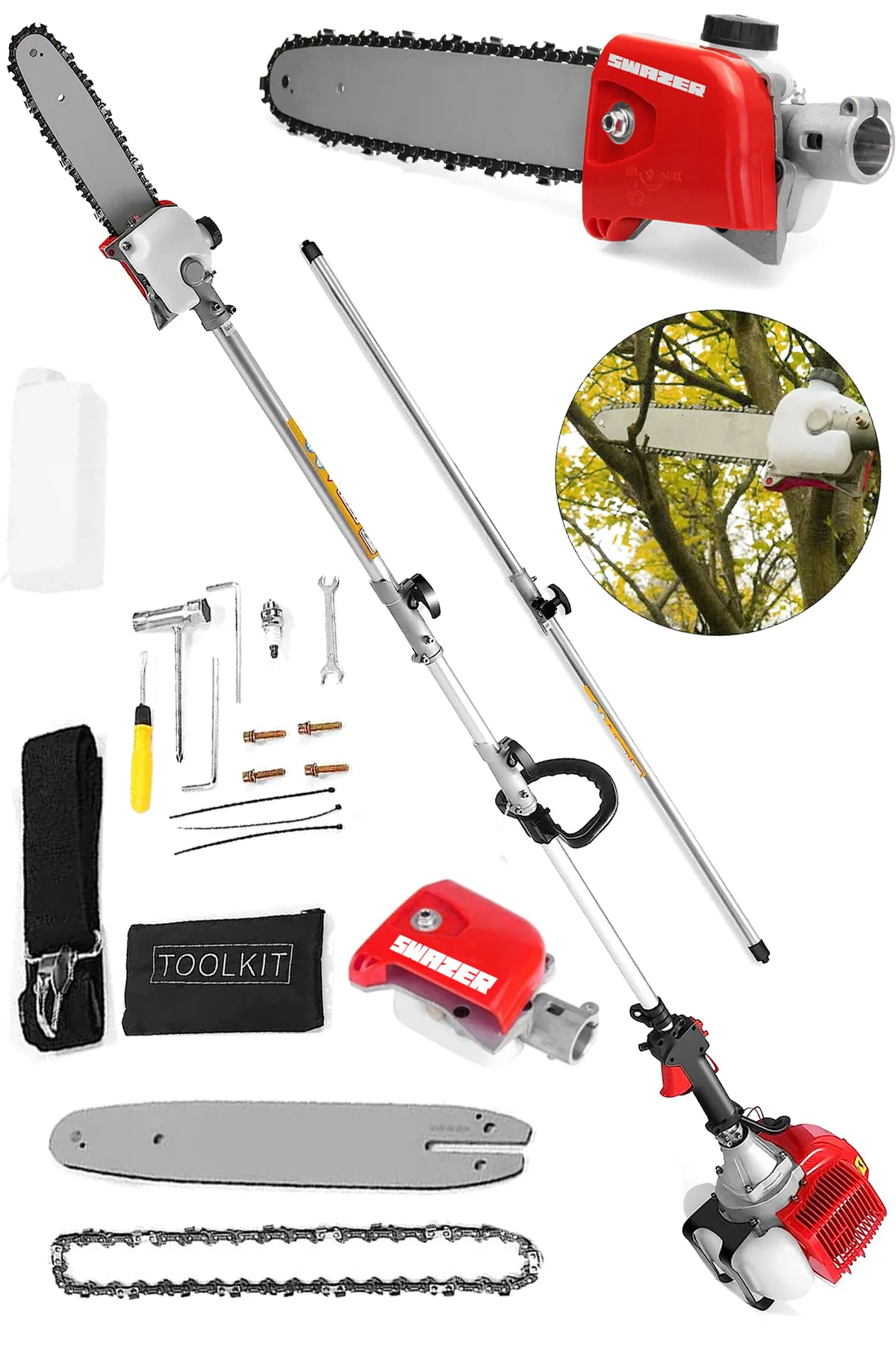 Swazer Benzinli Uzatmalı Teleskopik Dal Budama Testeresi