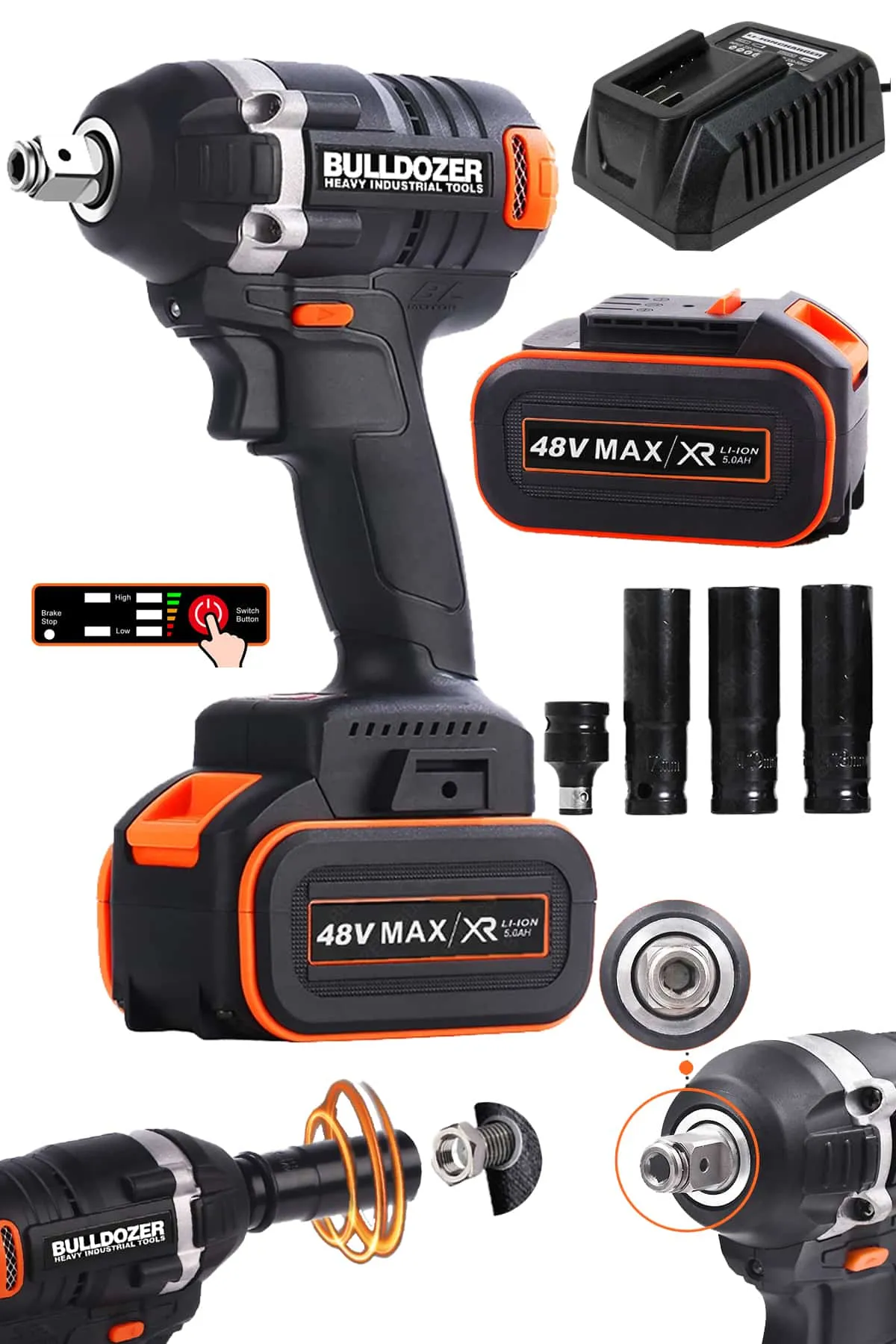 Bulldozer Şarjlı Somun Sıkma Kömürsüz Motor 48v GT-Pro