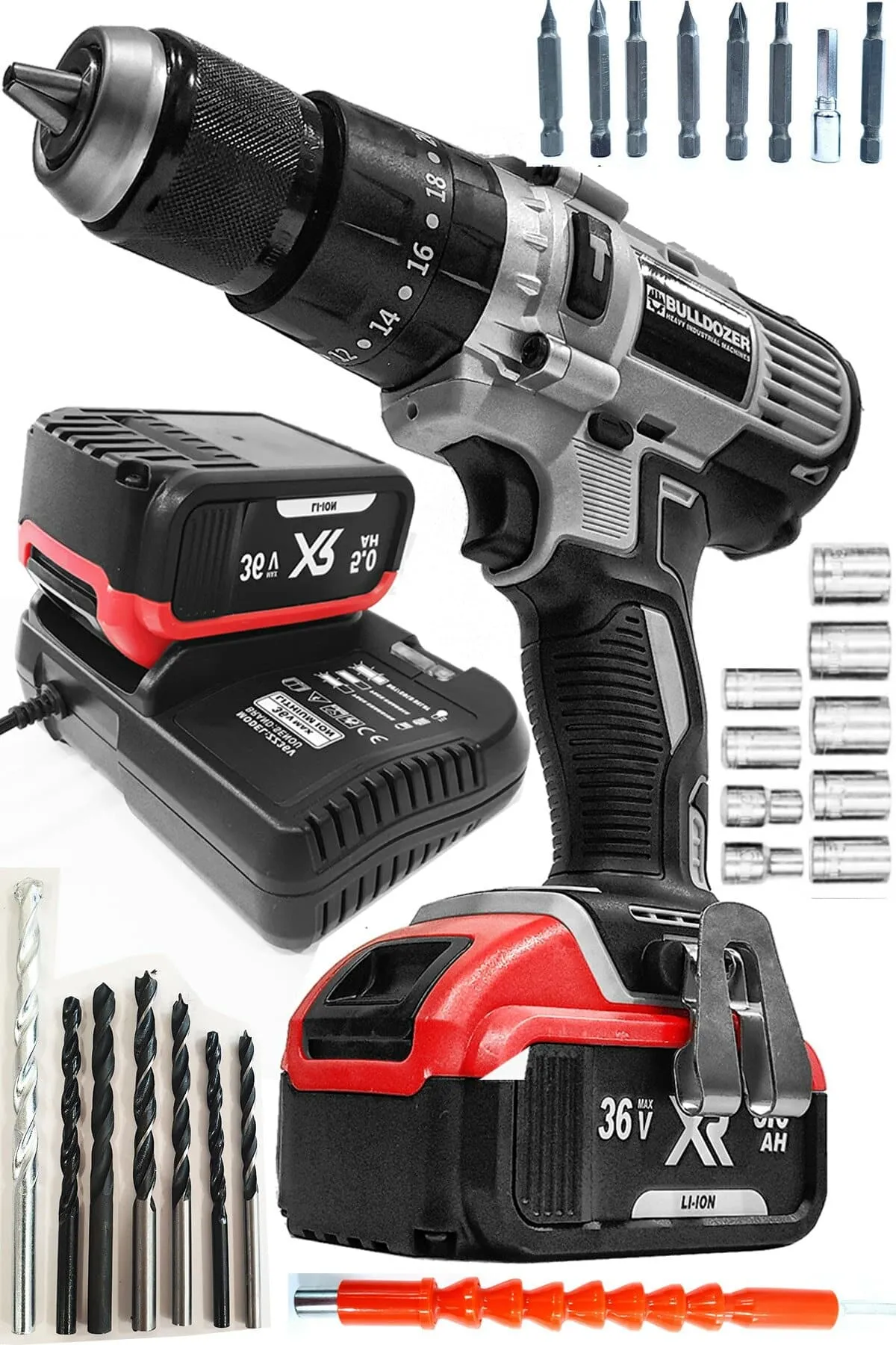 Bulldozer 36v Darbeli Şarjlı Vidalama Matkap 13mm Mandren