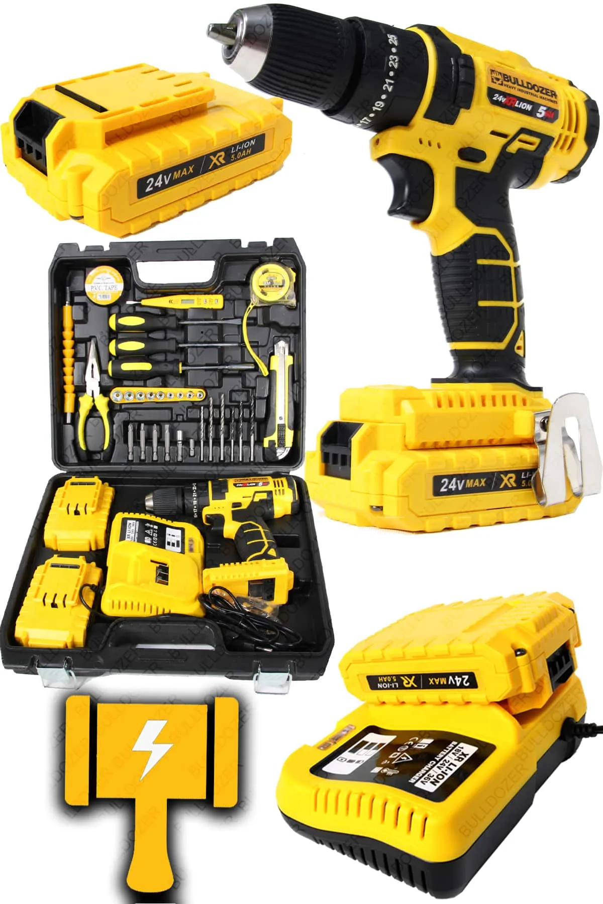 Bulldozer Maximum 36 Parça Set Darbeli Akülü Vidalama OUTLET