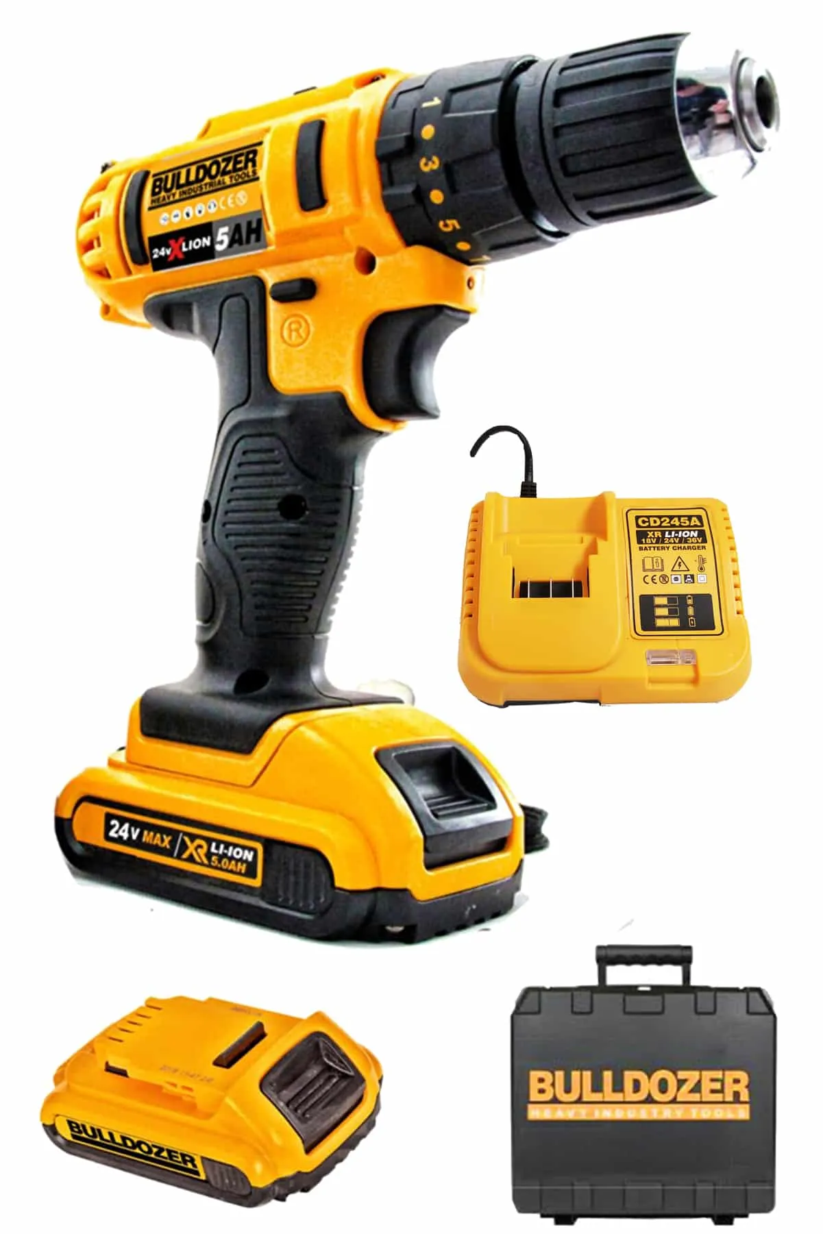 Bulldozer XR Akülü Şarjlı Vidalama Matkap 24V Darbeli Çift