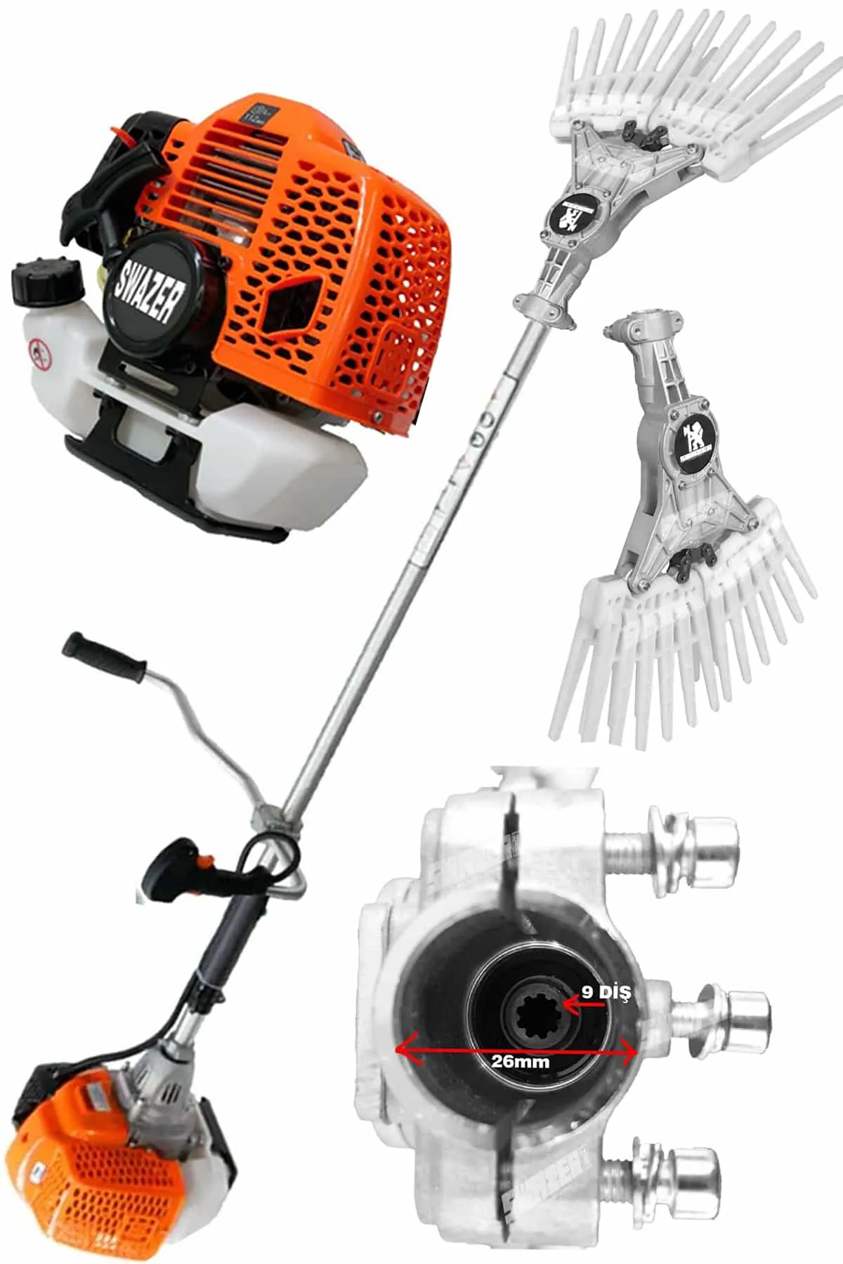 Swazer  2T Tırpan Benzinli Motorlu Zeytin Fındık 24 Parmak Ceviz Silkeleme Makinesi GTXTRON5800