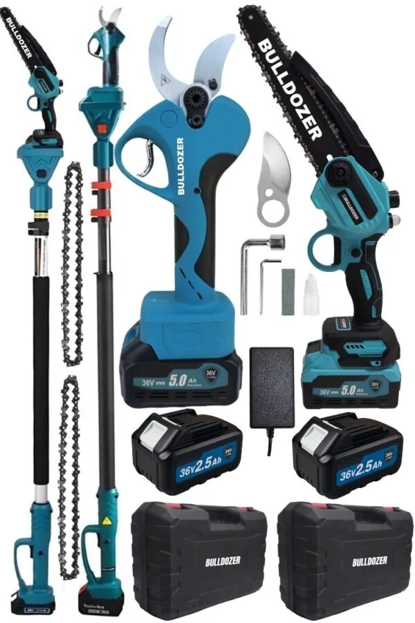 Bulldozer 4 Akülü Teleskopik Budama ve Testere Seti 2 Çantalı 3 Metre