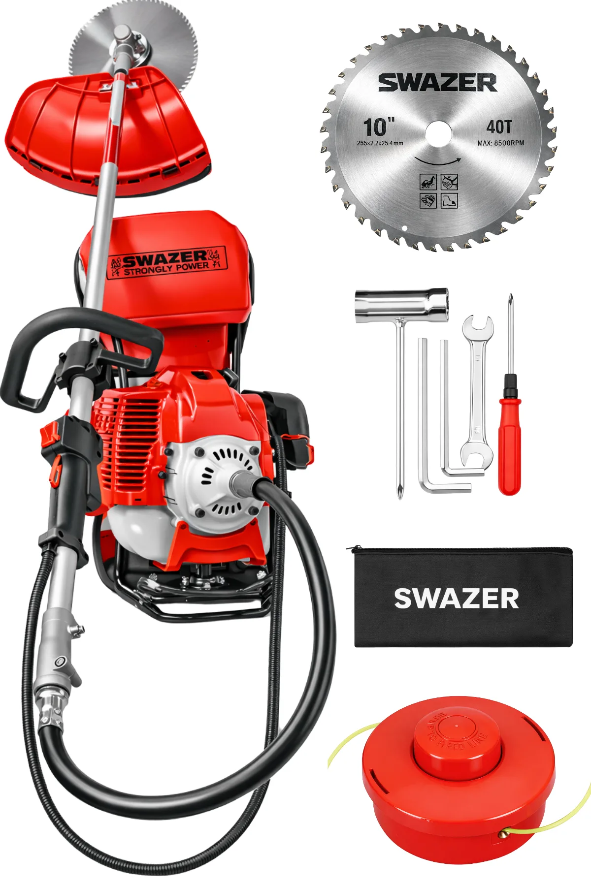 Swazer Sırt Tipi Benzinli Motorlu Tırpan Ot Biçme Makinesi