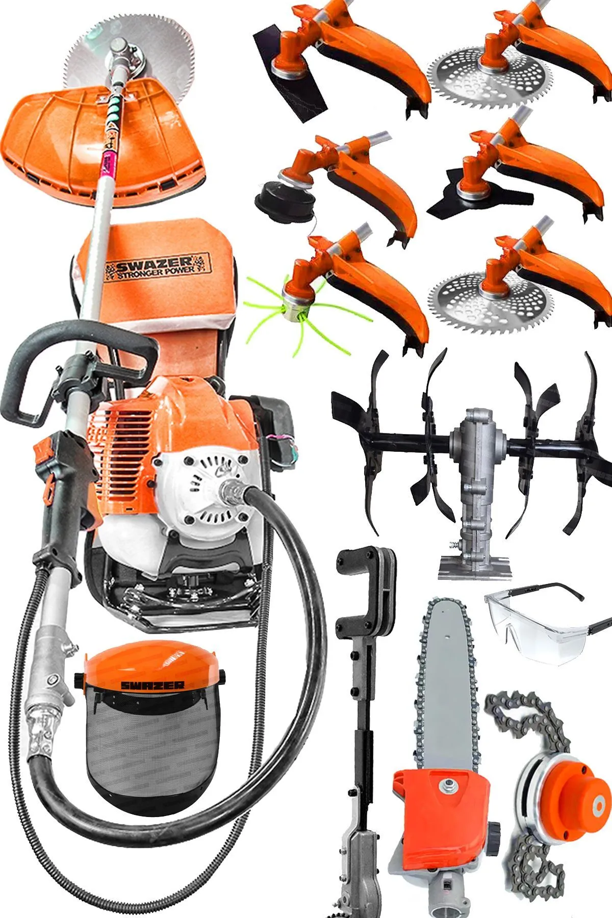 Swazer BS9 Sırt Tipi Süper Set Benzinli Motorlu Tırpan Ot Çim Biçme Makinesi