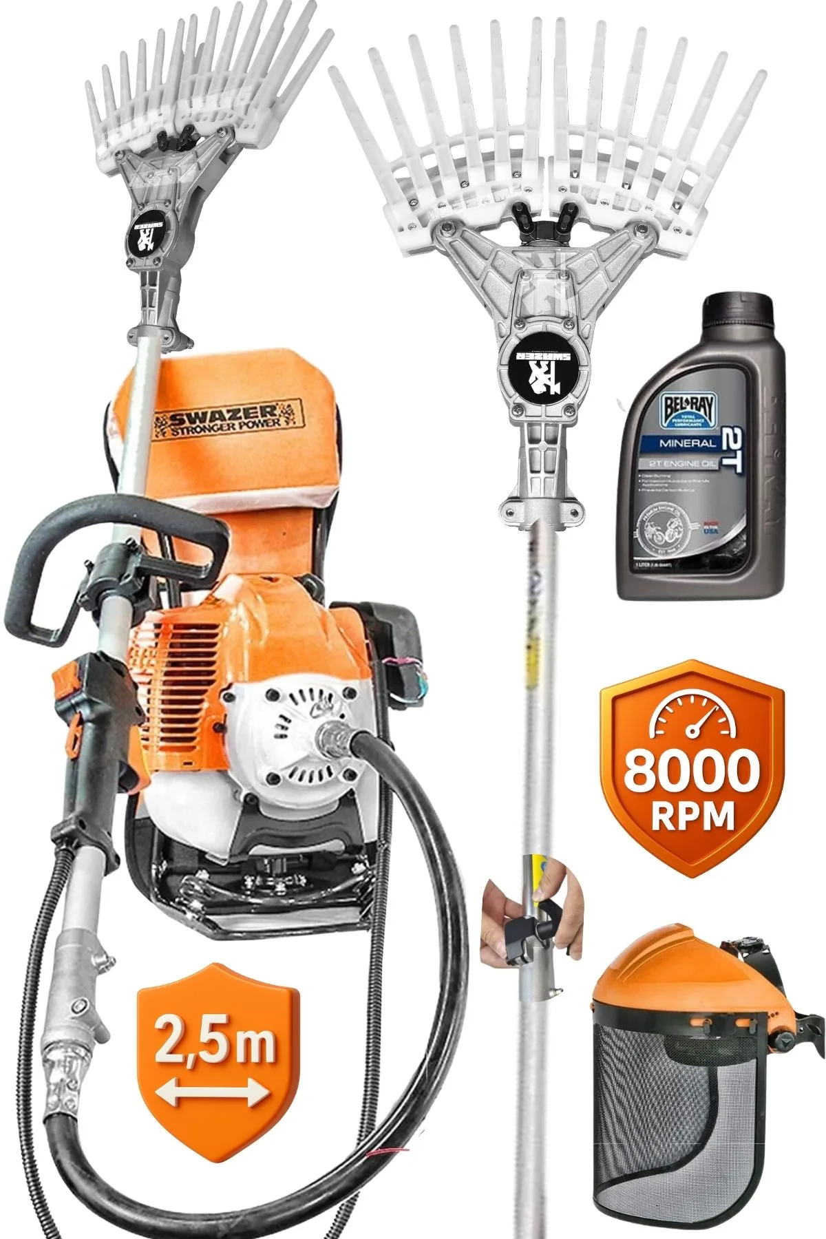 SWAZER Sırt Tipi Motorlu Silkeleme Makinesi Zeytin Ceviz Fındık Meyve Parmaklı