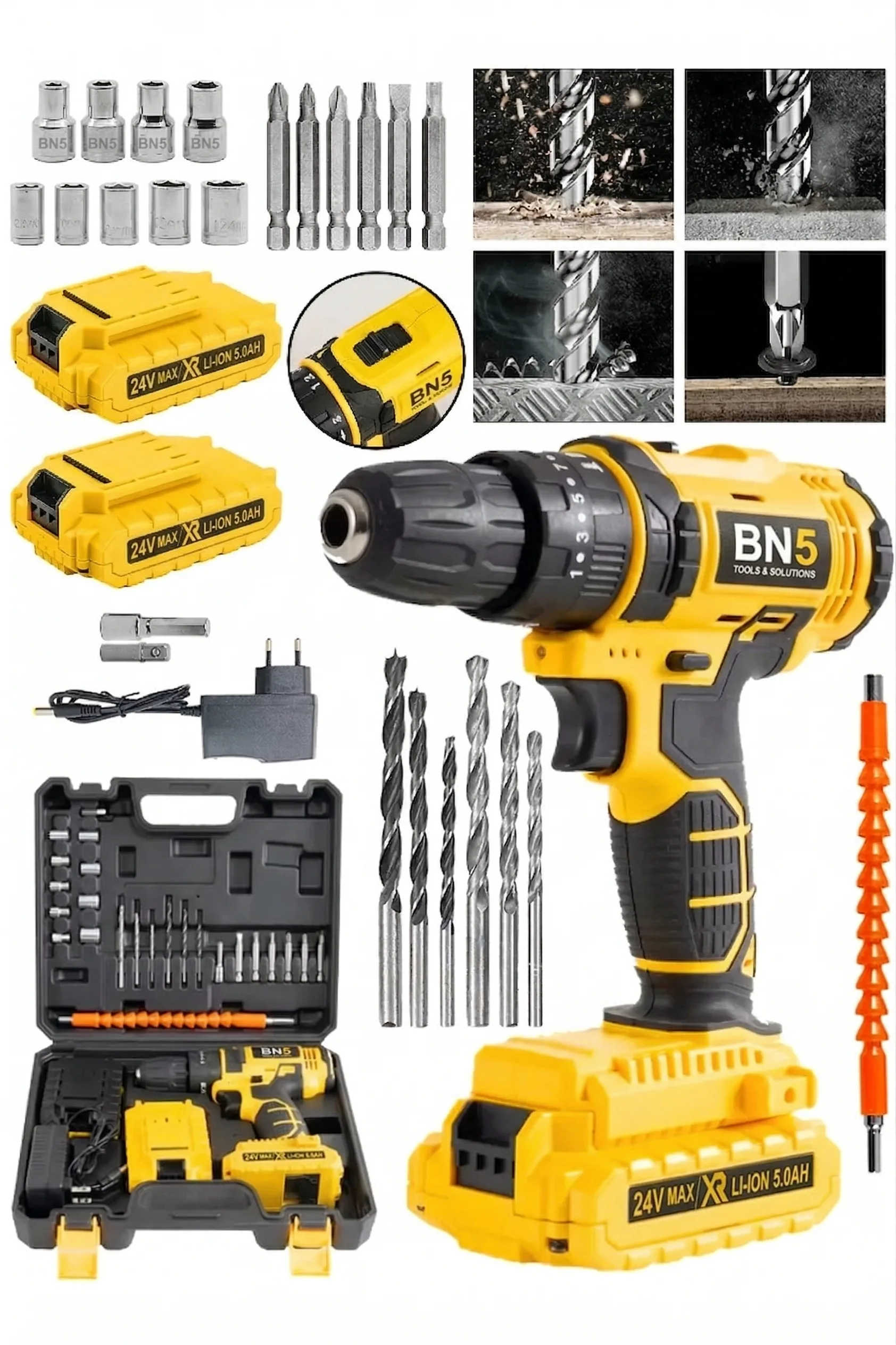 Bn5 Akülü Çift Akülü Setli Darbeli Vidalama Matkap