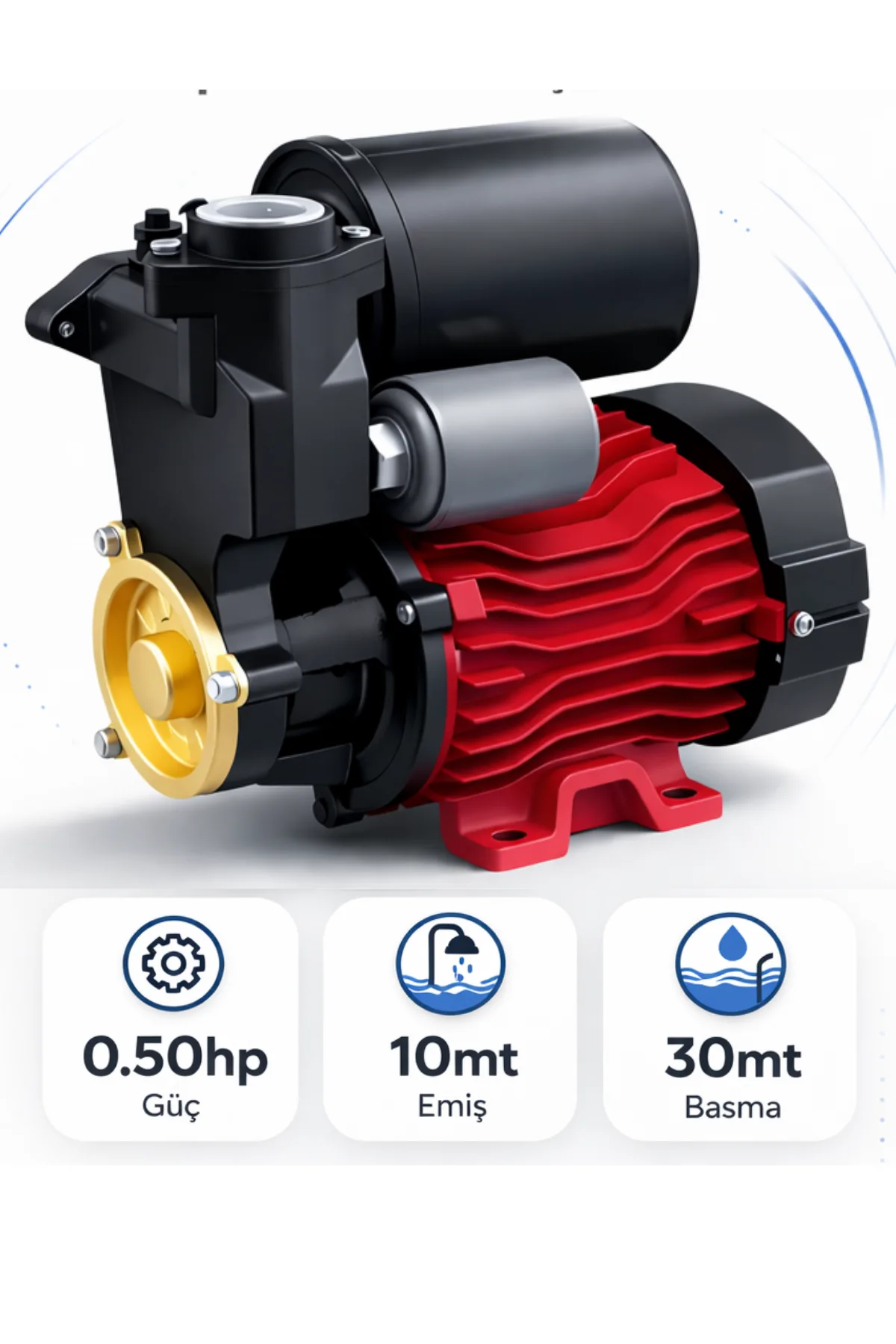 Mur-Cell Dayuan Dgp130 Hidromatlı Otomatik Su Motoru 0.50hp 10mt Emiş 30mt